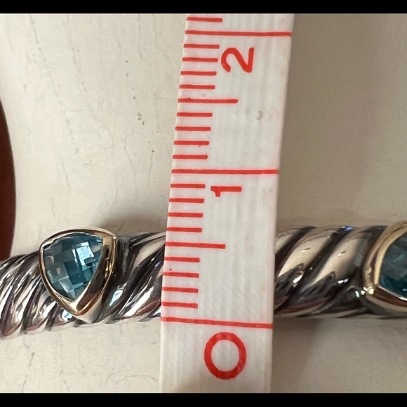 Gorgeous David Yurman Sterling Silver & 18k Gold Blue Topaz Renaissance Bracelet - Picture 10 of 14